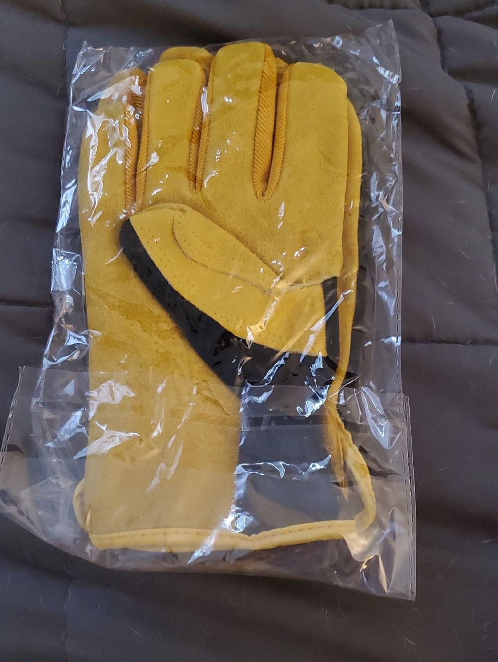 Men's Yellow Work Gloves - Durable Suede Palm